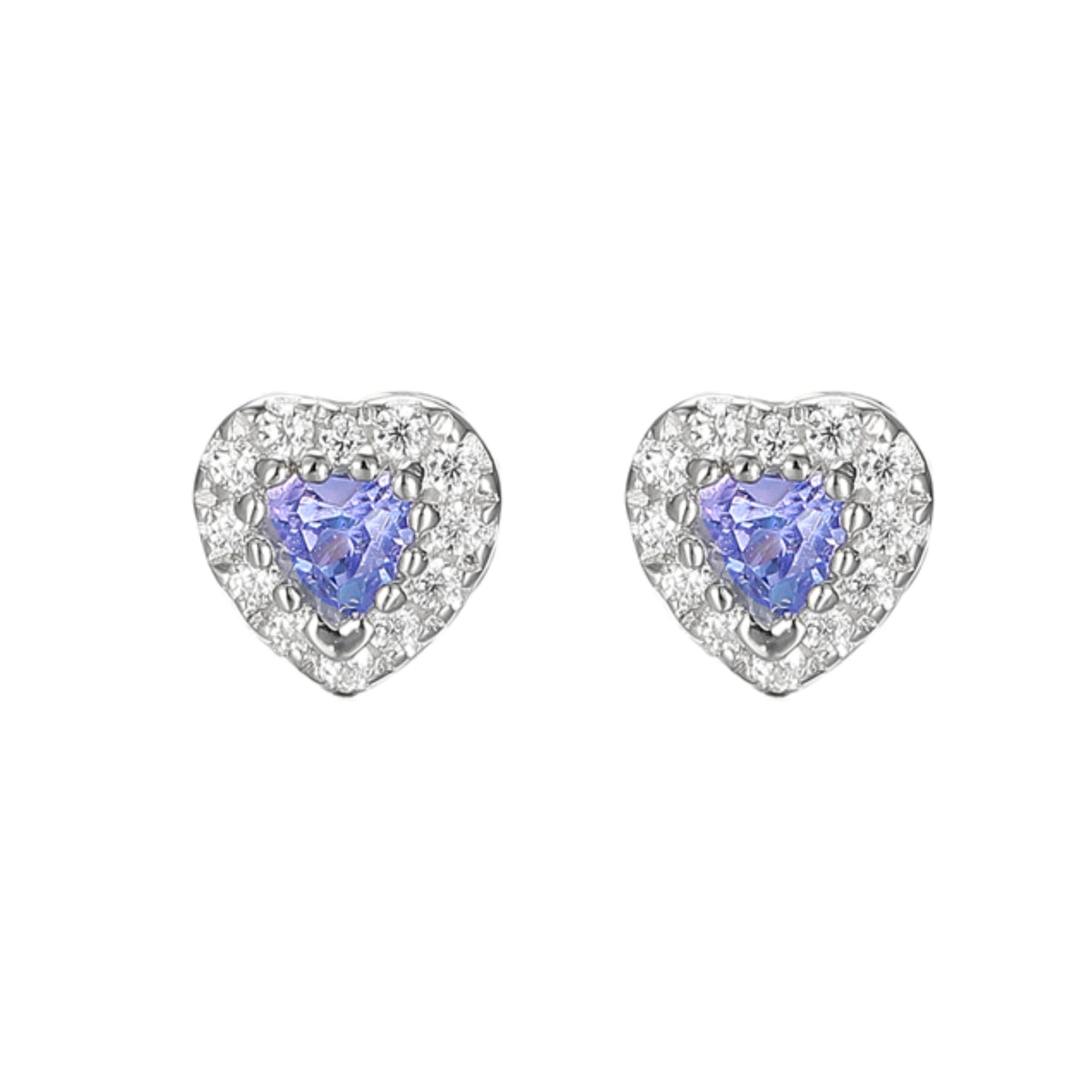 Amore Desire Tanzanite Silver Stud Earrings - Michael Jones Jeweller