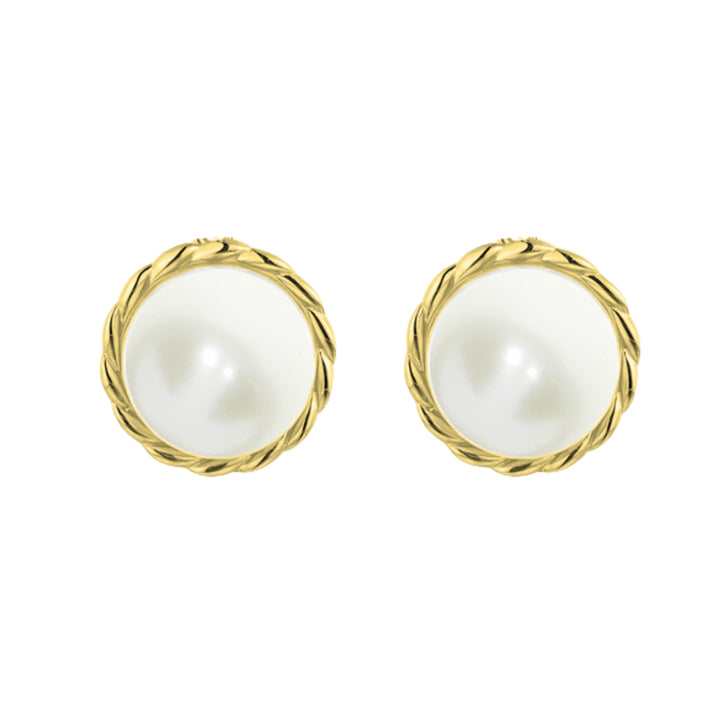 Amore Freshwater Pearl 9ct Yellow Gold Stud Earrings