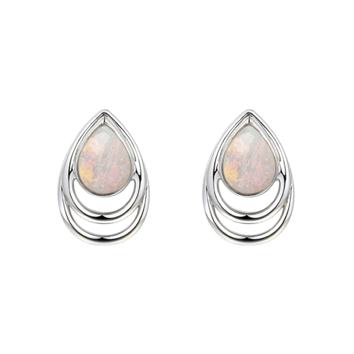 Amore Dualistic Opal Silver Stud Earrings - Michael Jones Jeweller
