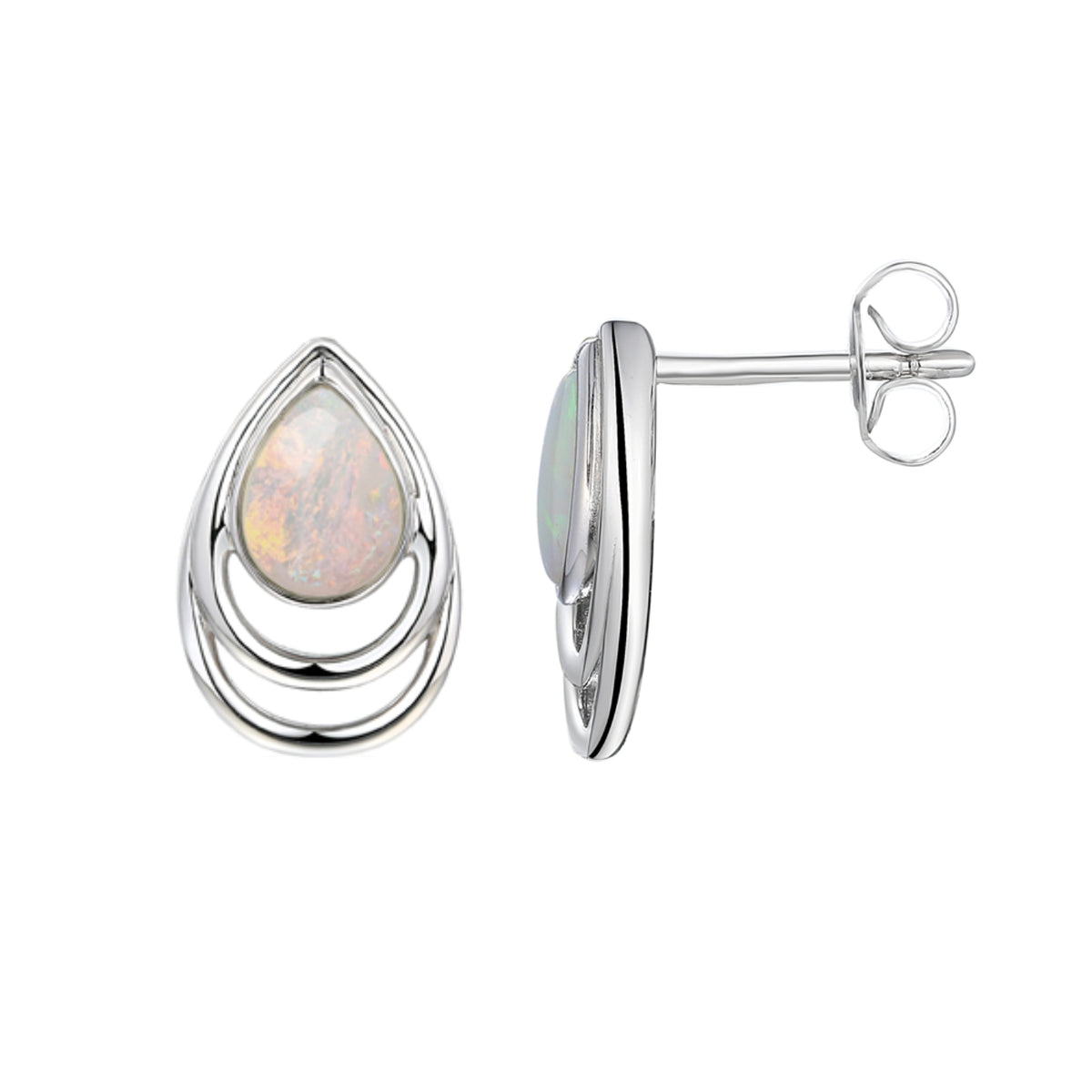 Amore Dualistic Opal Silver Stud Earrings - Michael Jones Jeweller
