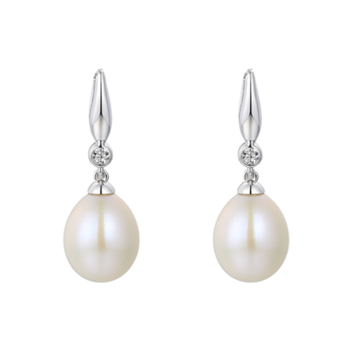 Amore Helios Freshwater Pearl Silver Drop Earrings