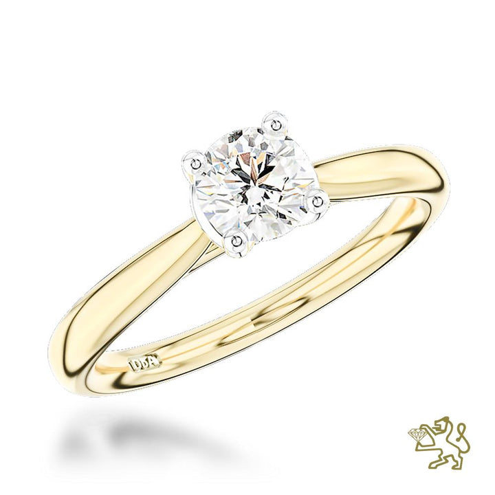 Open Tulip Solitaire 0.80ct G SI1 Diamond Yellow Gold/Platinum Ring - Michael Jones Jeweller
