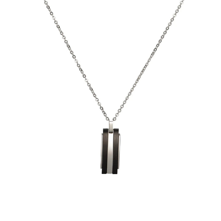 Unique Stainless Steel Rectangular Black Necklace 50cm