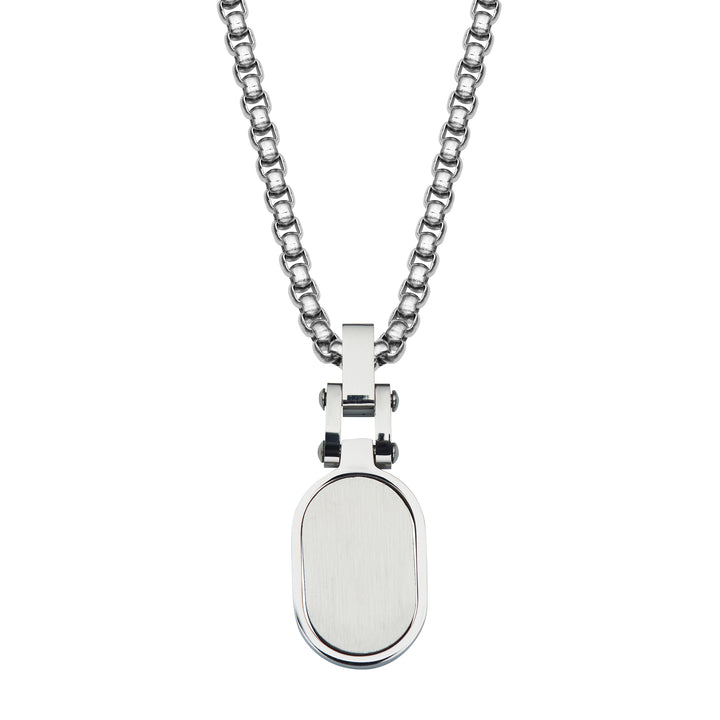 Unique Stainless Steel Oval Disc Pendant and Chain 50cm
