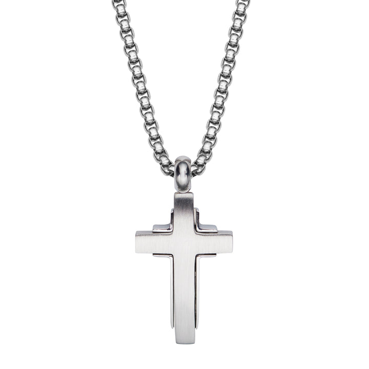Unique Solid Cross Stainless Steel Pendant 50cm