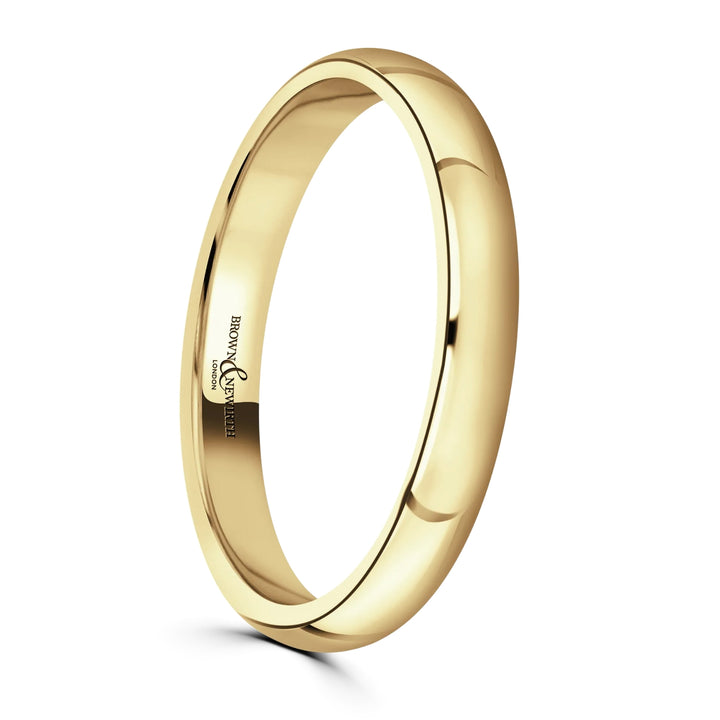 2.5mm Traditional Court 9ct Yellow Gold Wedding Ring by Brown & Newirth - Michael Jones Jeweller