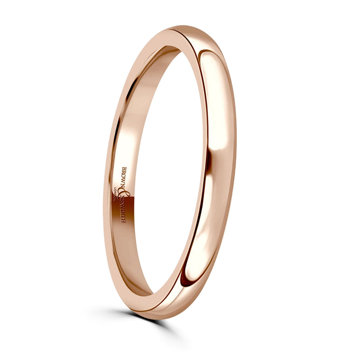 2mm Traditional Court 9ct Rose Gold Wedding Ring By Brown & Newirth
