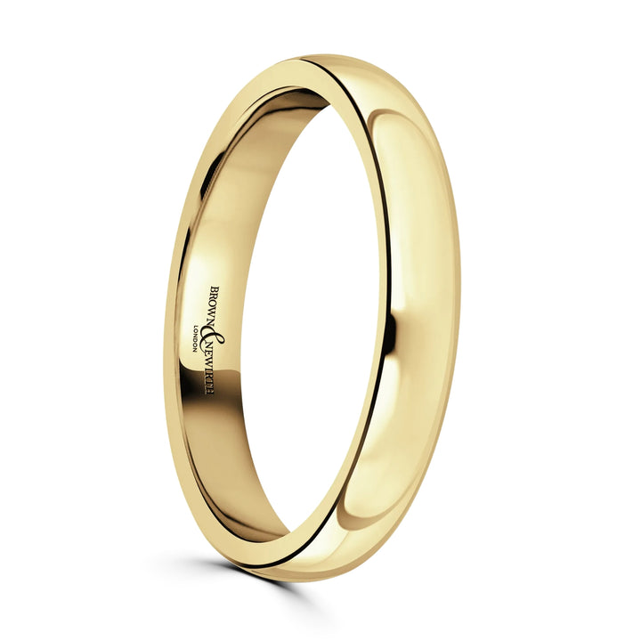 3mm Traditional Court 9ct Yellow Gold Wedding Ring by Brown & Newirth - Michael Jones Jeweller