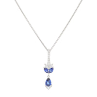 Sapphire and Diamond Pear and Marquise 18ct White Gold Necklace - Michael Jones Jeweller