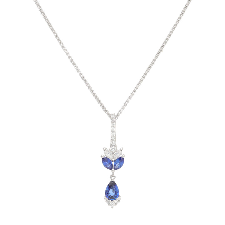 Sapphire and Diamond Pear and Marquise 18ct White Gold Necklace