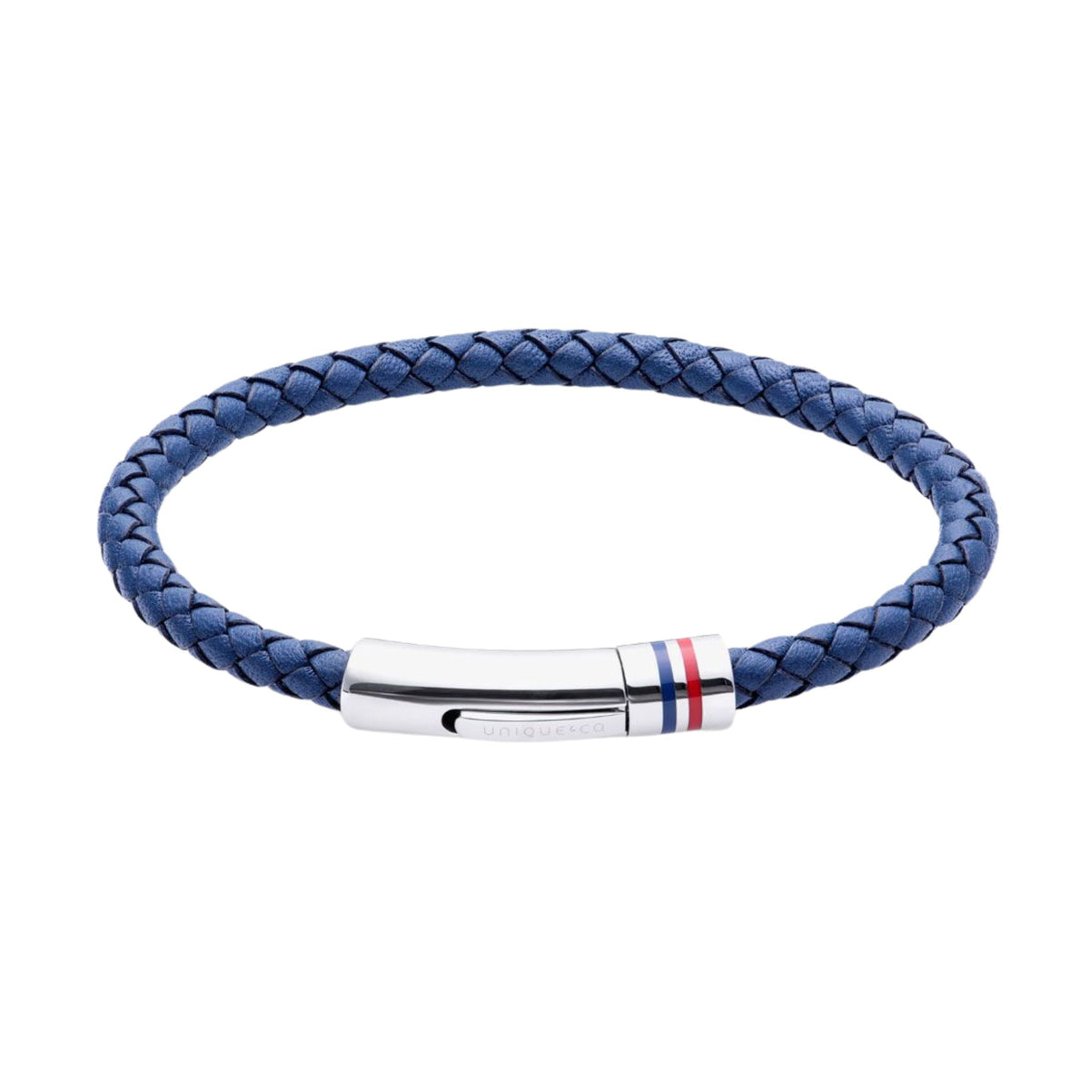 Unique & Co Navy Blue Leather and Stainless Steel Bracelet - Michael Jones Jeweller