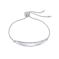 D for Diamond Pink Flower Toggle Silver Bracelet