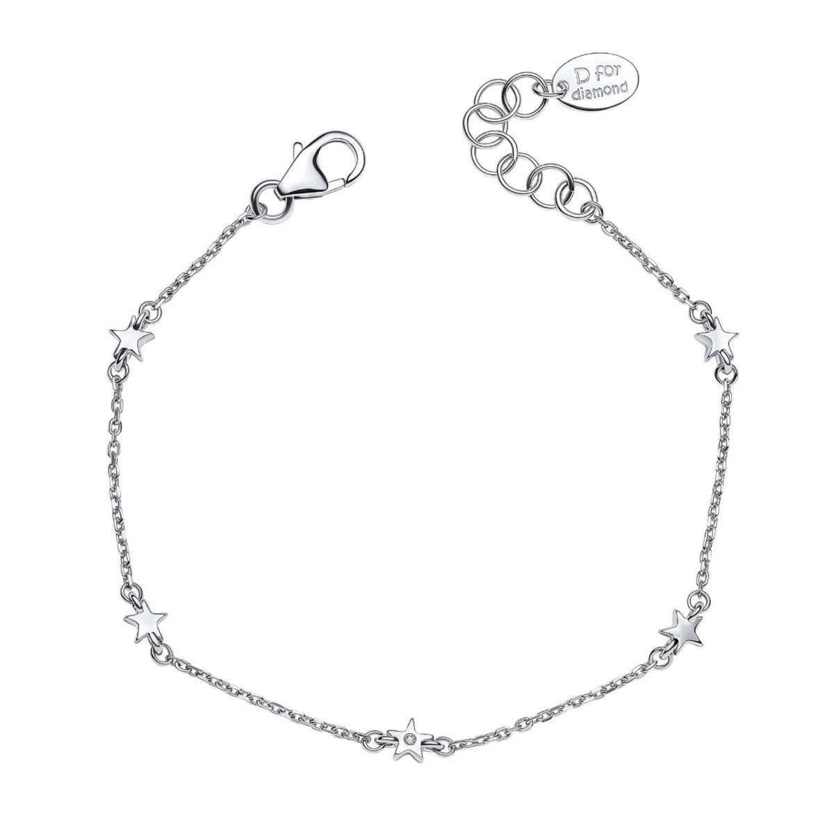 D for Diamond Star Station Silver Bracelet - Michael Jones Jeweller