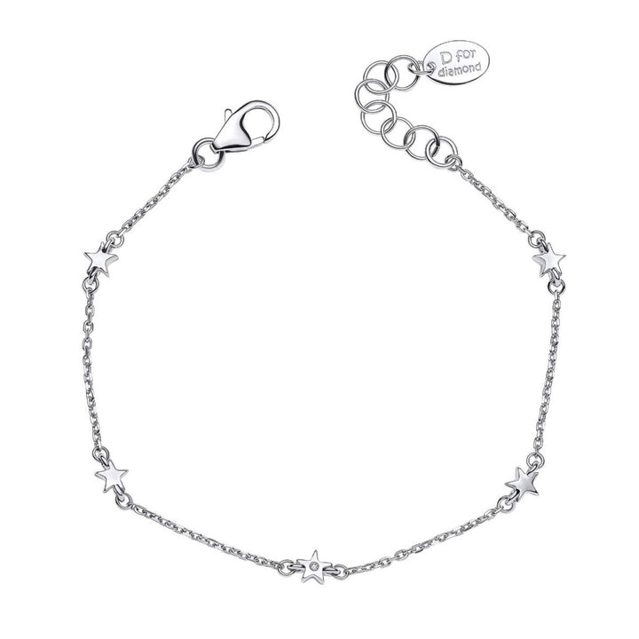 D for Diamond Star Station Silver Bracelet