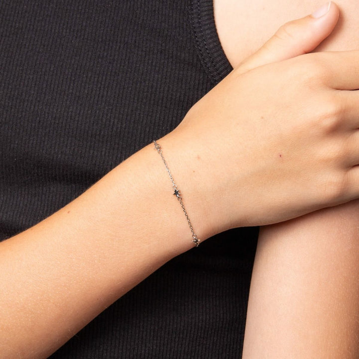 D for Diamond Star Station Silver Bracelet
