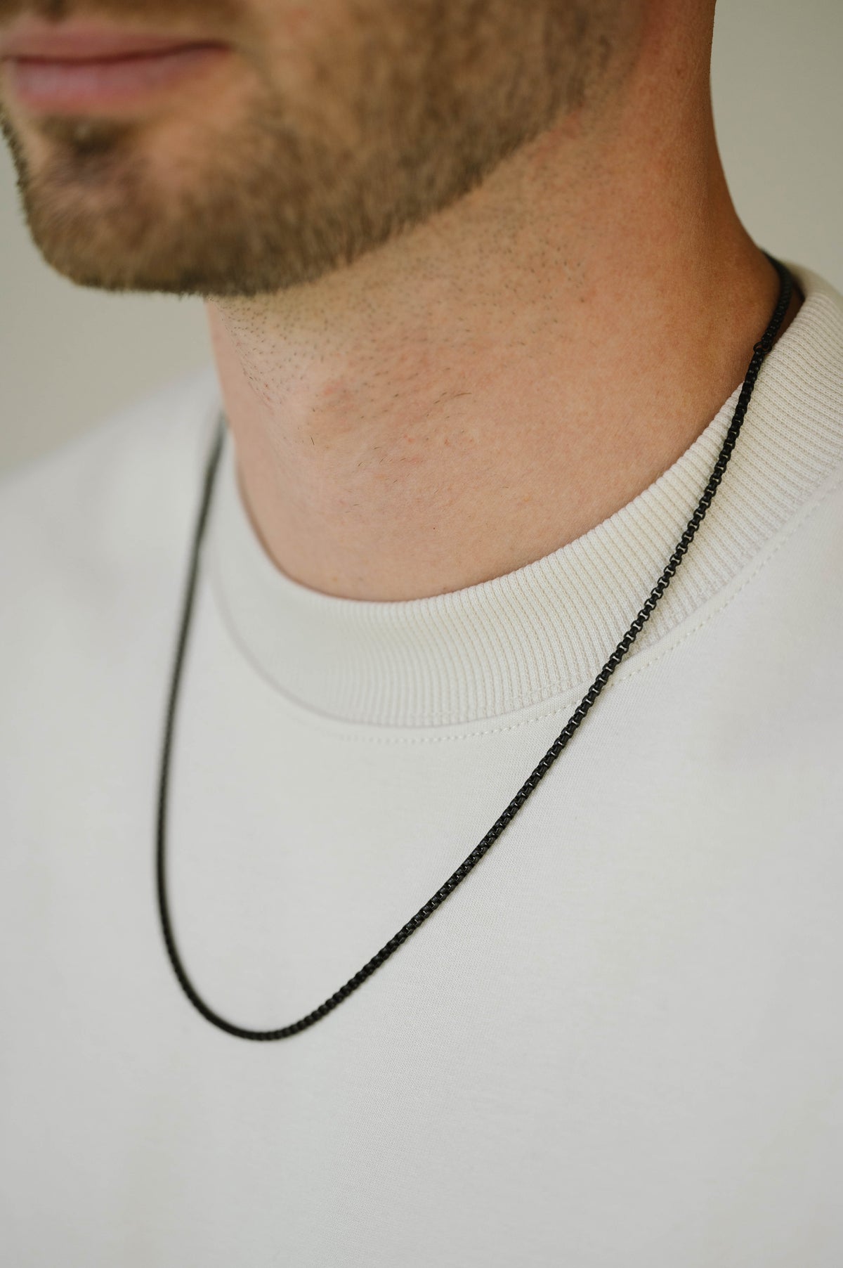 Steel and Barnett Gents Thin Black Stainless Steel Box Chain Necklace 20-24 Inches - Michael Jones Jeweller