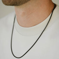 Steel and Barnett Gents Thin Black Stainless Steel Box Chain Necklace 20-24 Inches