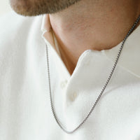 Steel and Barnett Gents Thin Stainless Steel Box Chain Necklace 20-24 Inches