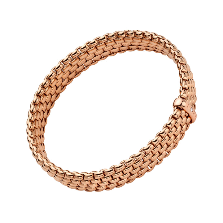 FOPE Flex'it Panorama 18ct Rose Gold 0.01ct Diamond Set Bracelet Large