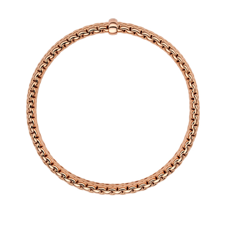 FOPE Flex'it Panorama 18ct Rose Gold 0.01ct Diamond Set Bracelet Large