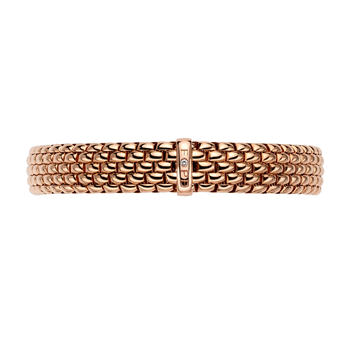 FOPE Flex'it Panorama 18ct Rose Gold 0.01ct Diamond Set Bracelet Large - Michael Jones Jeweller