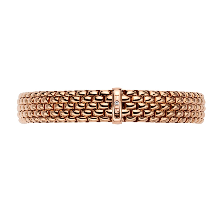FOPE Flex'it Panorama 18ct Rose Gold 0.01ct Diamond Set Bracelet Large