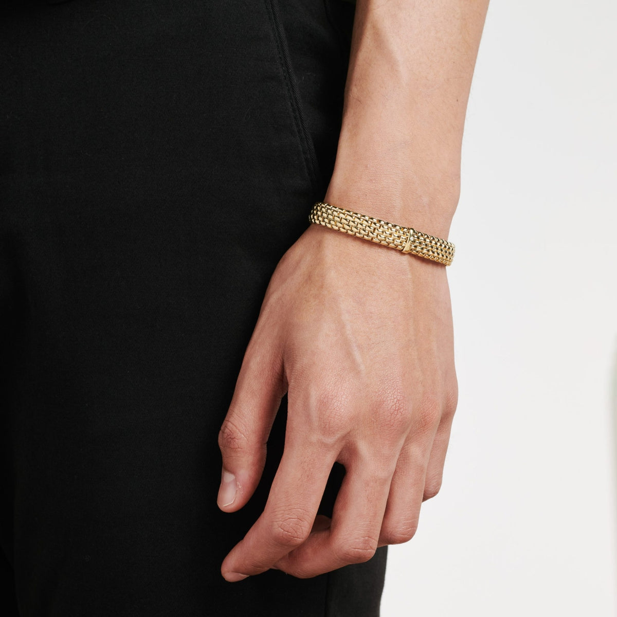 FOPE Flex'it Panorama 18ct Rose Gold 0.01ct Diamond Set Bracelet Large - Michael Jones Jeweller