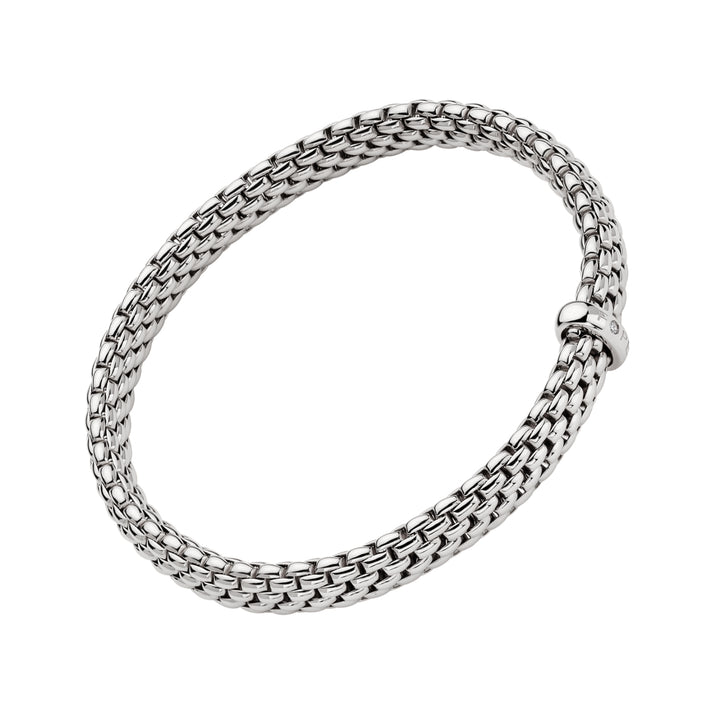 FOPE Flex'it Vendôme 18ct White Gold 0.01ct Diamond Set Bracelet Large
