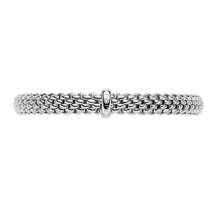 FOPE Flex'it Vendôme 18ct White Gold 0.01ct Diamond Set Bracelet Large