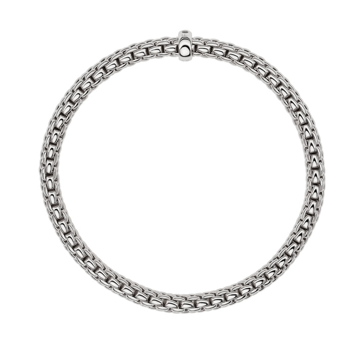 FOPE Flex'it Vendôme 18ct White Gold 0.01ct Diamond Set Bracelet Large