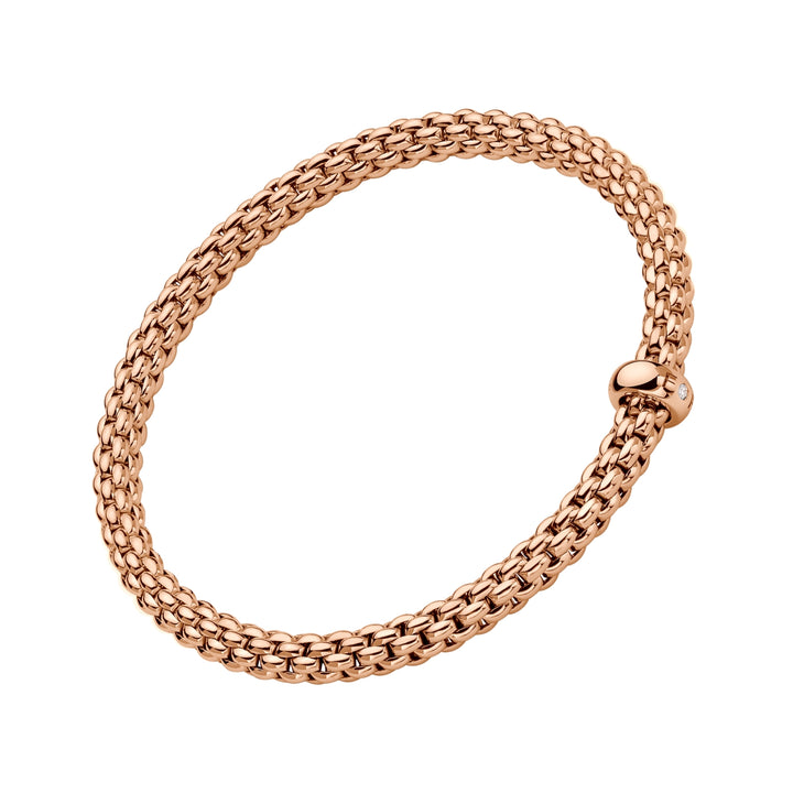 FOPE Flex'it Solo18ct Rose Gold 0.01ct Diamond Set Bracelet Medium
