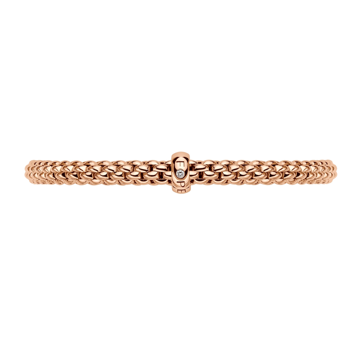 FOPE Flex'it Solo18ct Rose Gold 0.01ct Diamond Set Bracelet Medium - Michael Jones Jeweller