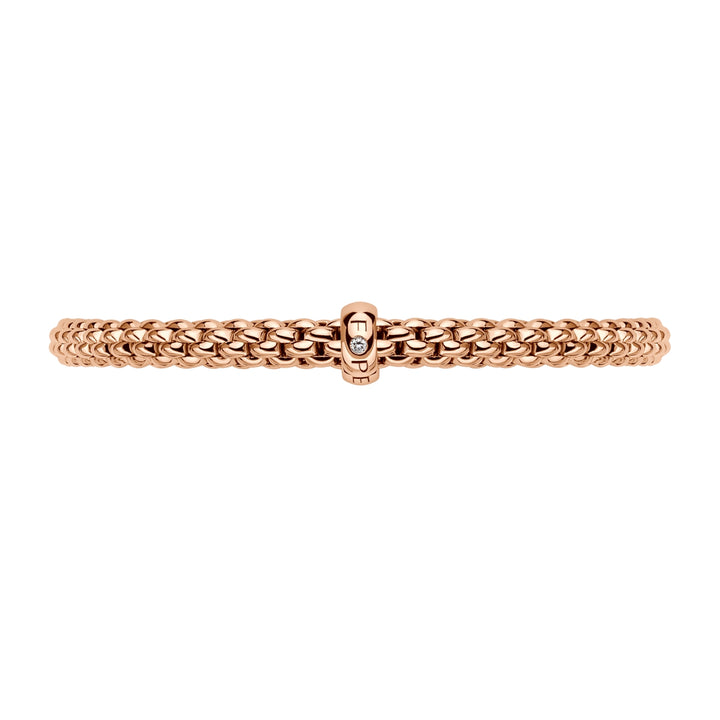 FOPE Flex'it Solo18ct Rose Gold 0.01ct Diamond Set Bracelet Medium