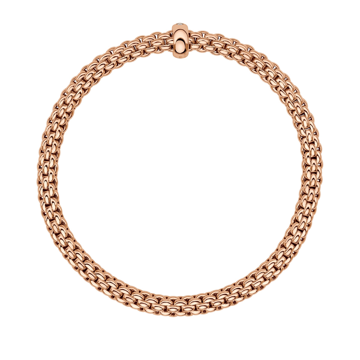 FOPE Flex'it Solo18ct Rose Gold 0.01ct Diamond Set Bracelet Medium - Michael Jones Jeweller