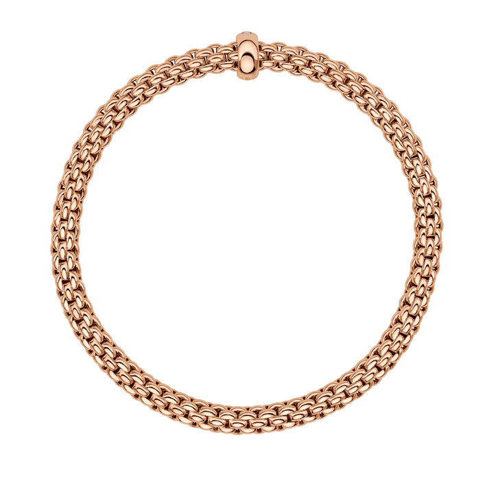 FOPE Flex'it Solo18ct Rose Gold 0.01ct Diamond Set Bracelet Medium