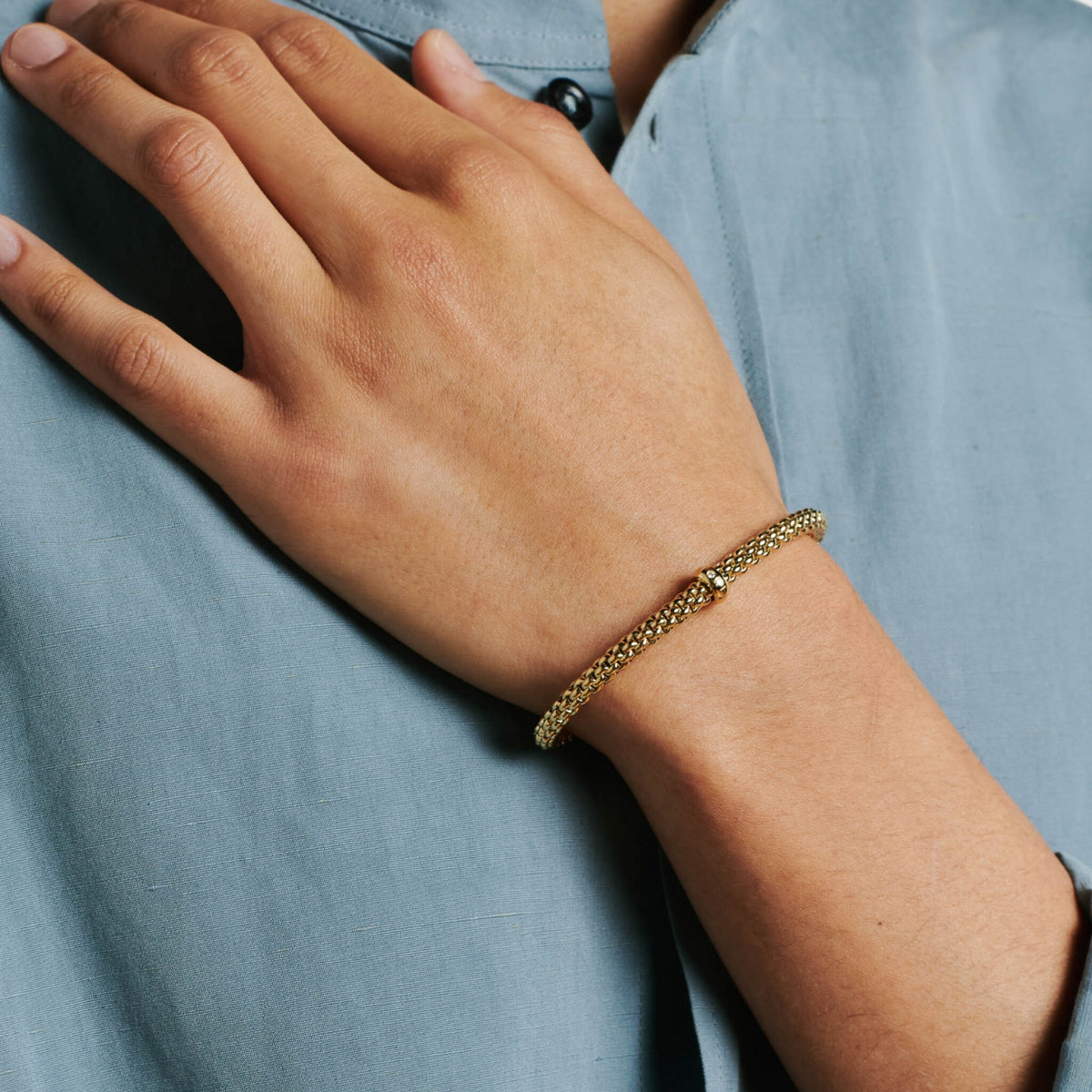 FOPE Flex'it Solo18ct Rose Gold 0.01ct Diamond Set Bracelet Medium - Michael Jones Jeweller
