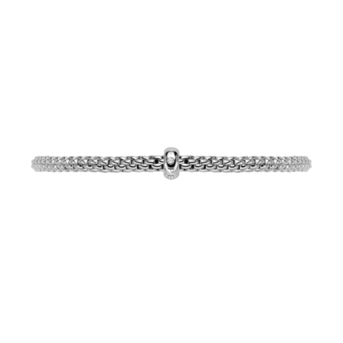 FOPE Flex'it Prima 18ct White Gold 0.01ct Diamond Set Bracelet Medium - Michael Jones Jeweller
