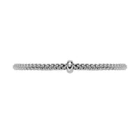 FOPE Flex'it Prima 18ct White Gold 0.01ct Diamond Set Bracelet Medium