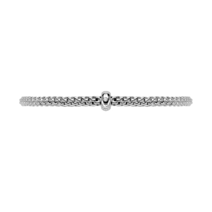 FOPE Flex'it Prima 18ct White Gold 0.01ct Diamond Set Bracelet Medium