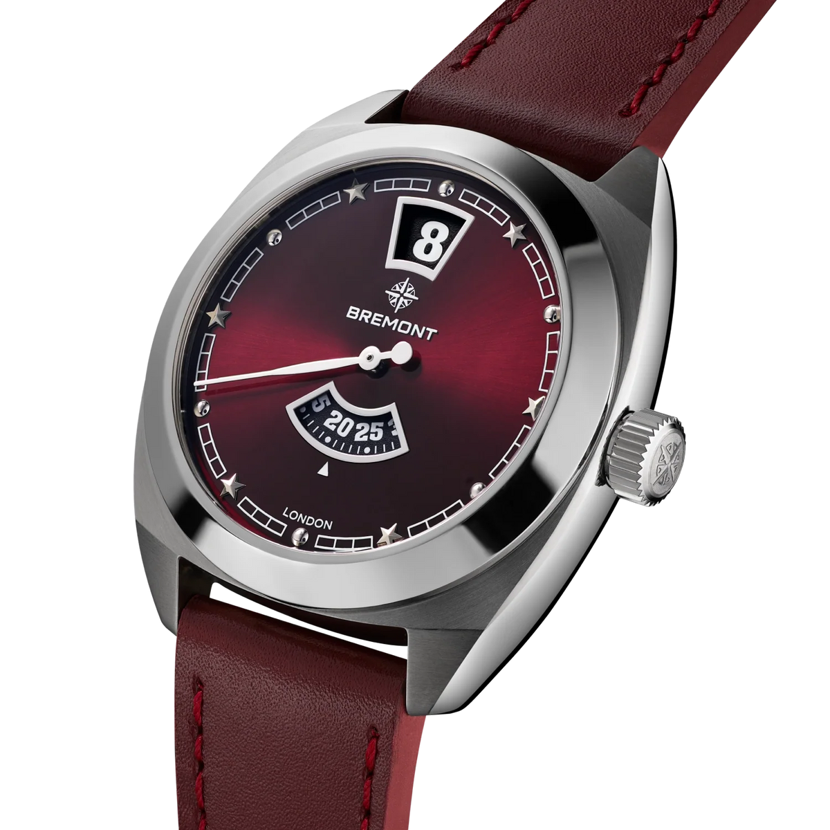 Bremont Terra Nova Jumping Hour 35mm Burgundy Automatic Watch TN35-JH-SS-BG-L-S