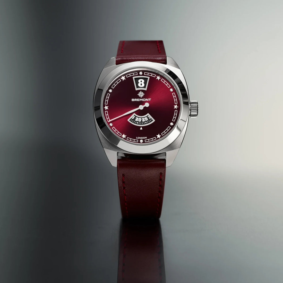 Bremont Terra Nova Jumping Hour 35mm Burgundy Automatic Watch TN35-JH-SS-BG-L-S