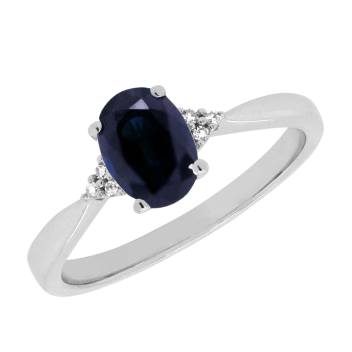 Trefoil Sapphire and Diamond 9ct White Gold Ring