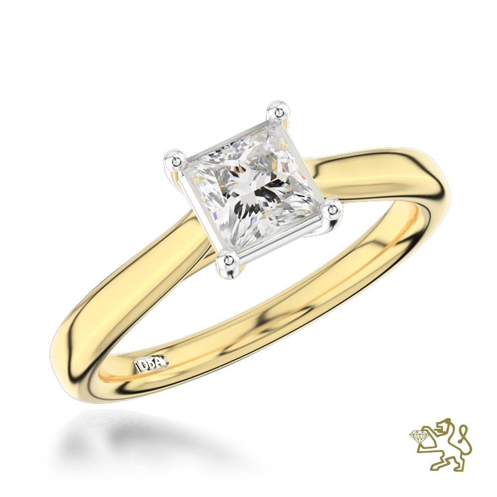 Classic Princess Solitaire 0.60ct G SI1 Diamond Yellow Gold/Platinum Ring - Michael Jones Jeweller