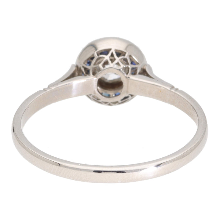 Pre-Owned Sapphire and Diamond Target Platinum Cluster Ring