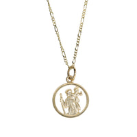 St Christopher 14mm Open 9ct Yellow Gold Pendant - Michael Jones Jeweller