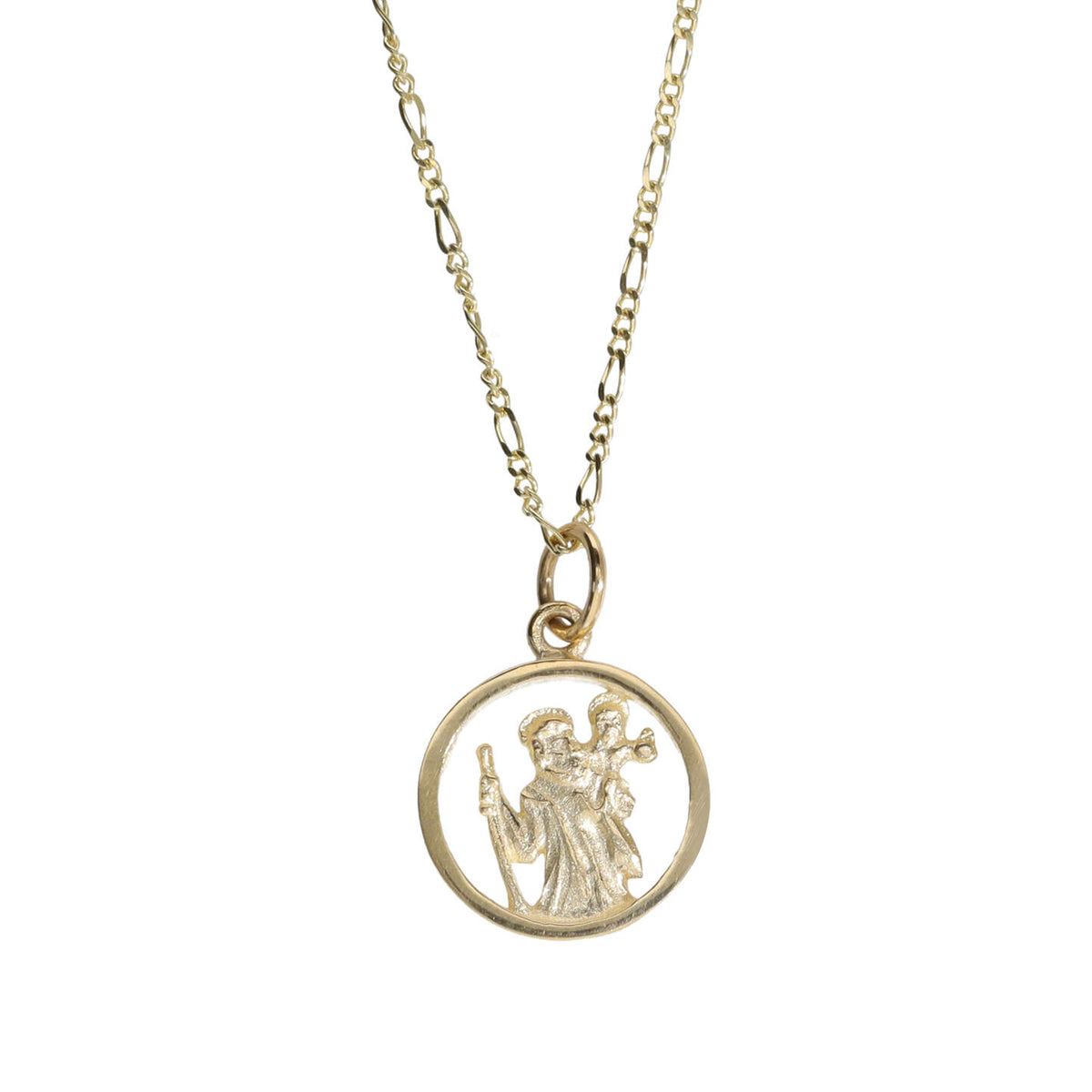 St Christopher 14mm Open 9ct Yellow Gold Pendant - Michael Jones Jeweller