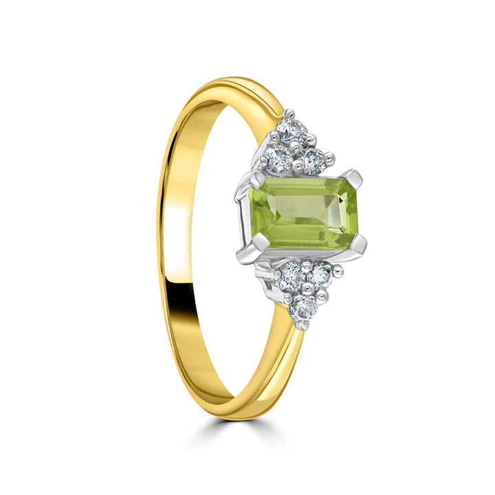 Peridot and Diamond 9ct Yellow Gold Ring - Michael Jones Jeweller