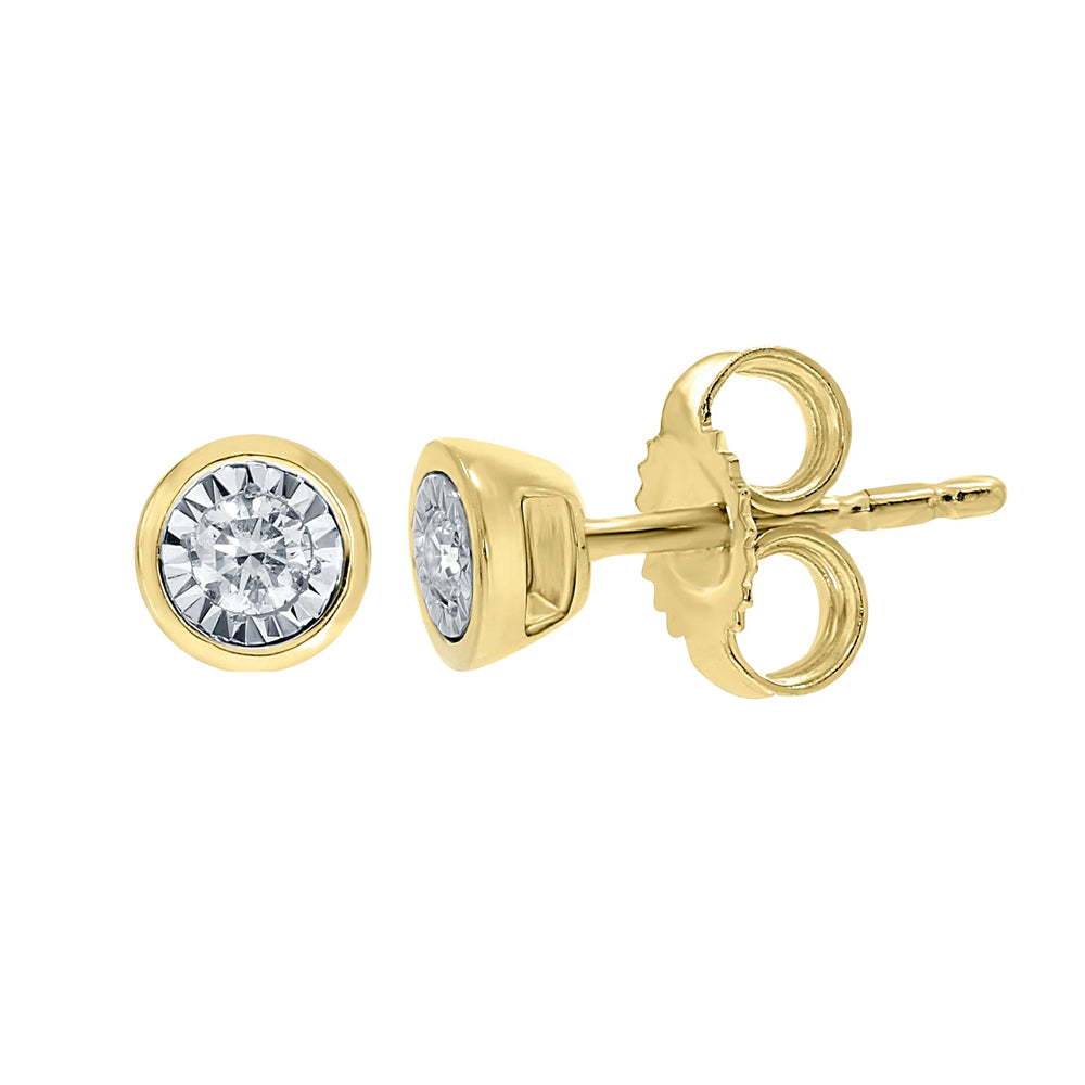 Illusion Set Diamond 0.06ct 9ct Yellow Gold Stud Earrings - Michael Jones Jeweller