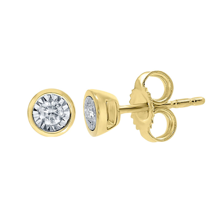 Illusion Set Diamond 0.06ct 9ct Yellow Gold Stud Earrings