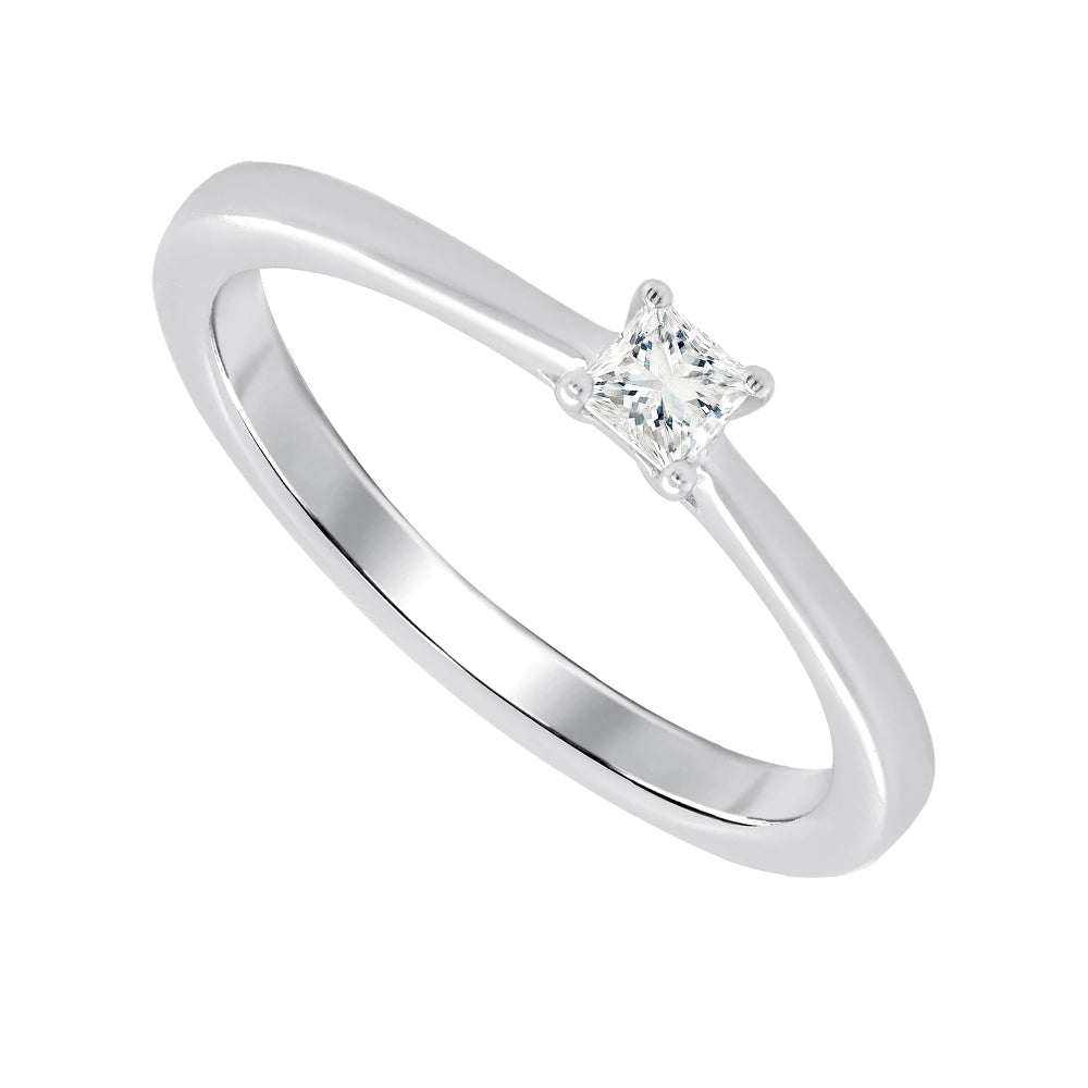 Princess Cut Diamond 0.15ct 9ct White Gold Solitaire Ring - Michael Jones Jeweller